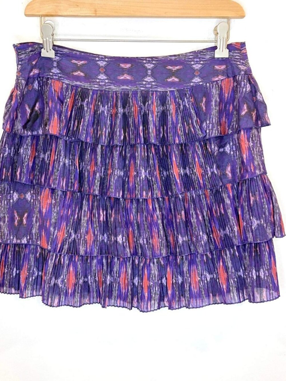 Gap Silk Blend Tiered Ruffle Pleated Mini Skirt Sz 4 Fairy Whimsigoth Romantic